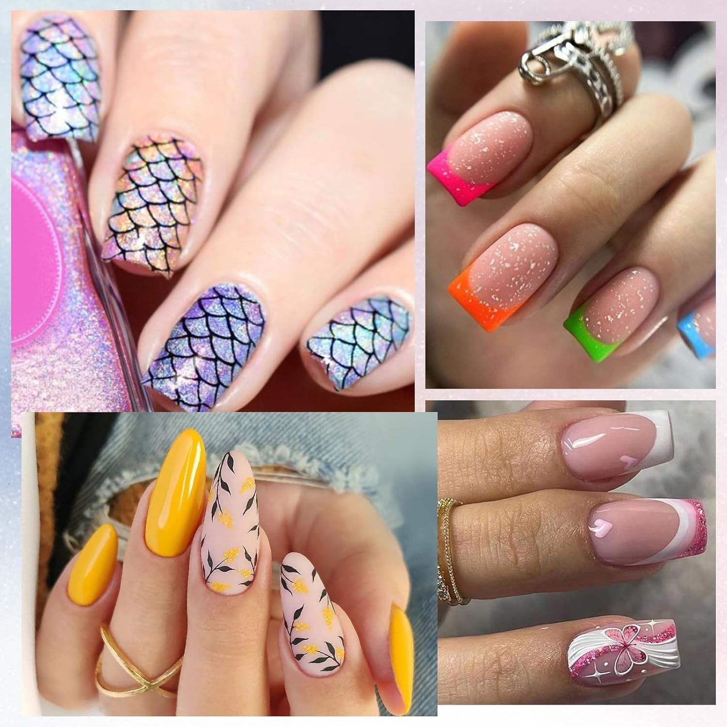 Nail Stamping Plates Set Nail Art Image Plates Plaid Flowers Leaves Geometric…