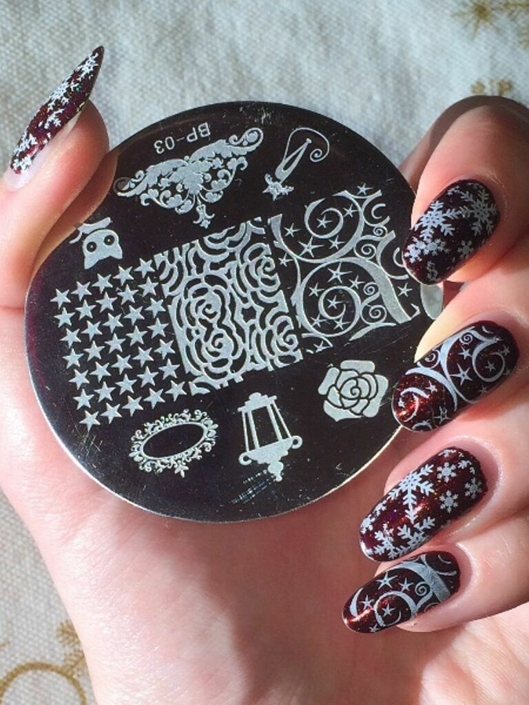 Nail Art Stamping Black Cat Rose Theme Manicure Template Image Plate Kit BP 03