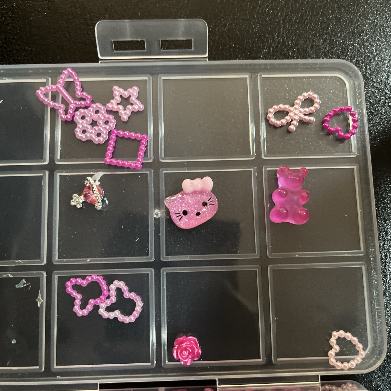 3D Pink Nail Charms Bulk Gummy Bear, Butterfly, Bow, Assorted Nail Charms Set