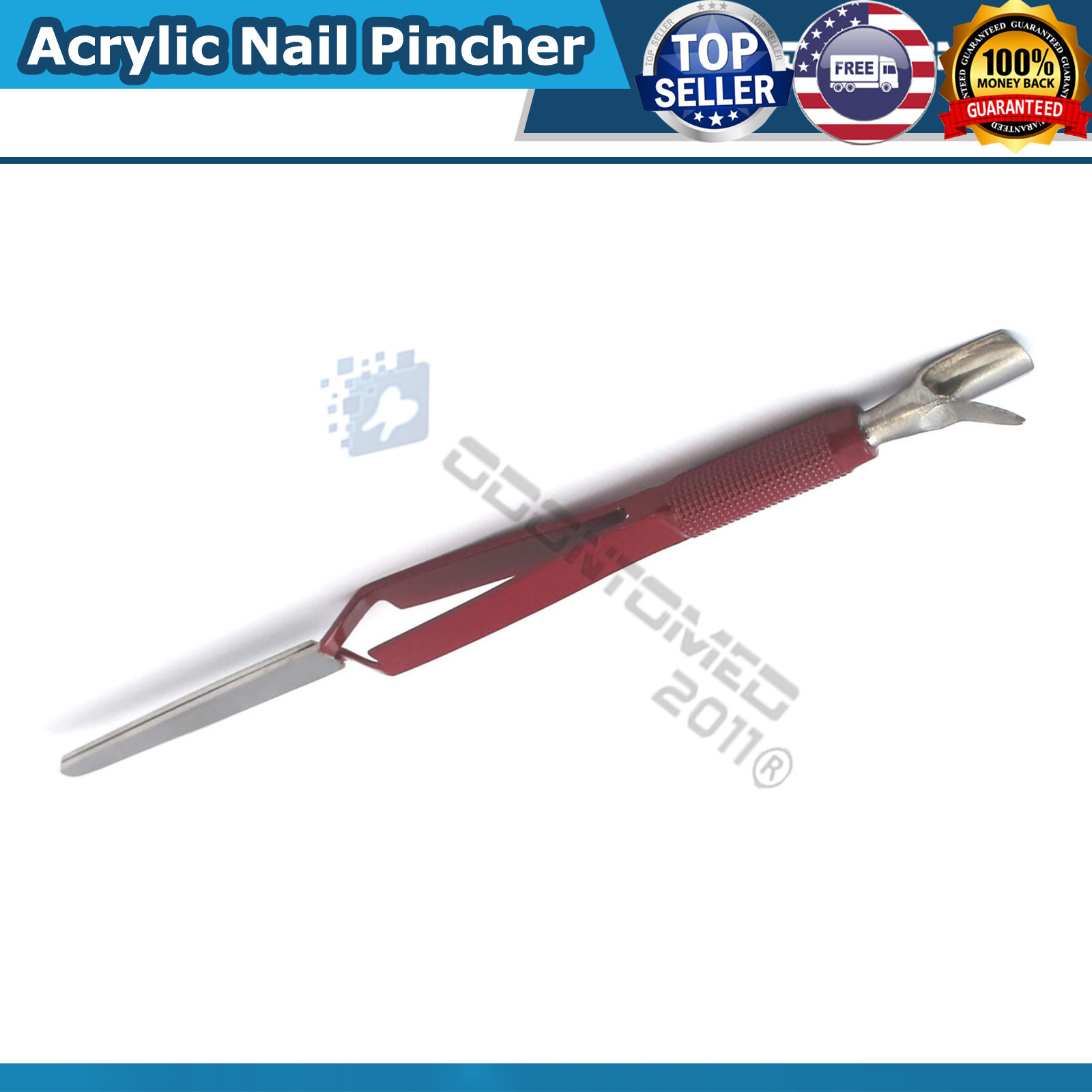 Acrylic Nail Pincher Tweezer Magic Wand, Cutical Pusher, Artificial nails RED