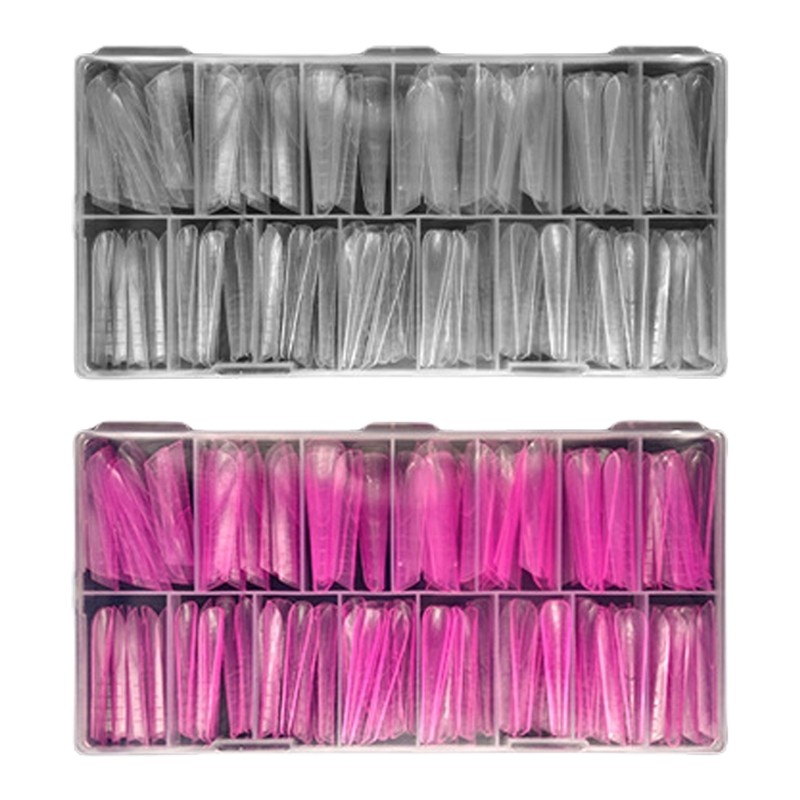 150PCS Clear Full Cover Duals Nail System Form UVS Gel Acrylic Nail Art Mold