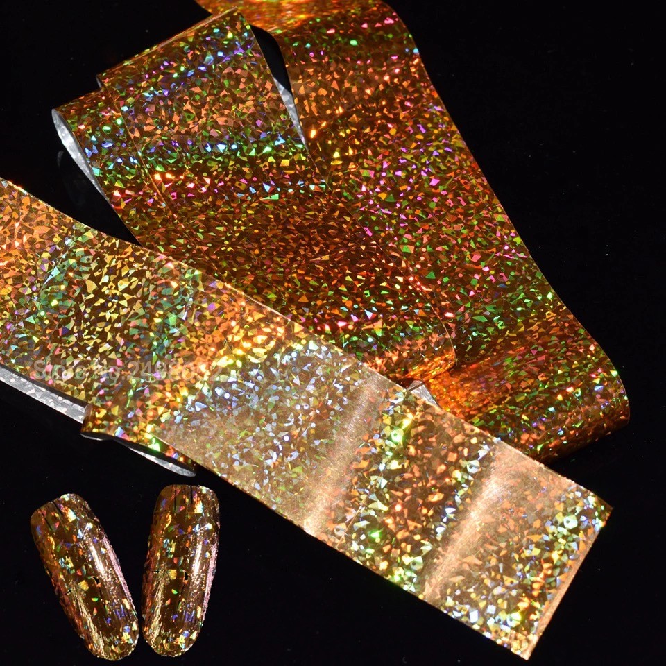 HOLOGRAPHIC Transfer Foils Starry NAIL LASER FOIL 9 Colours NAILS Stickers Paper