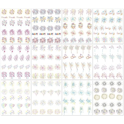 12 Sheets Firework Nail Decals – Water Transfer – Water Transfer