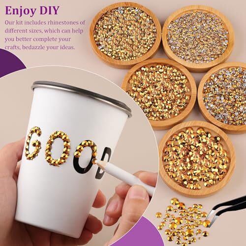 Resin Jelly Rhinestones for Crafting with B7000 2 Mini Pack with Glue Gold