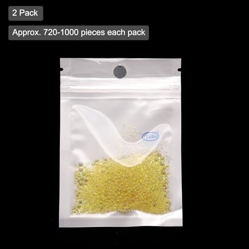 Iridescent Glass Tiny Bubble Beads, 0.4-3mm 20g No Hole φ0.4-3mm Deep Yellow