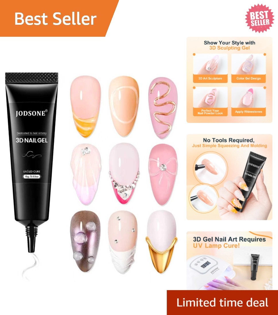 15g Crystal Clear No Wipe Gel for Effortless 3D Nail Designs & Texture Molding