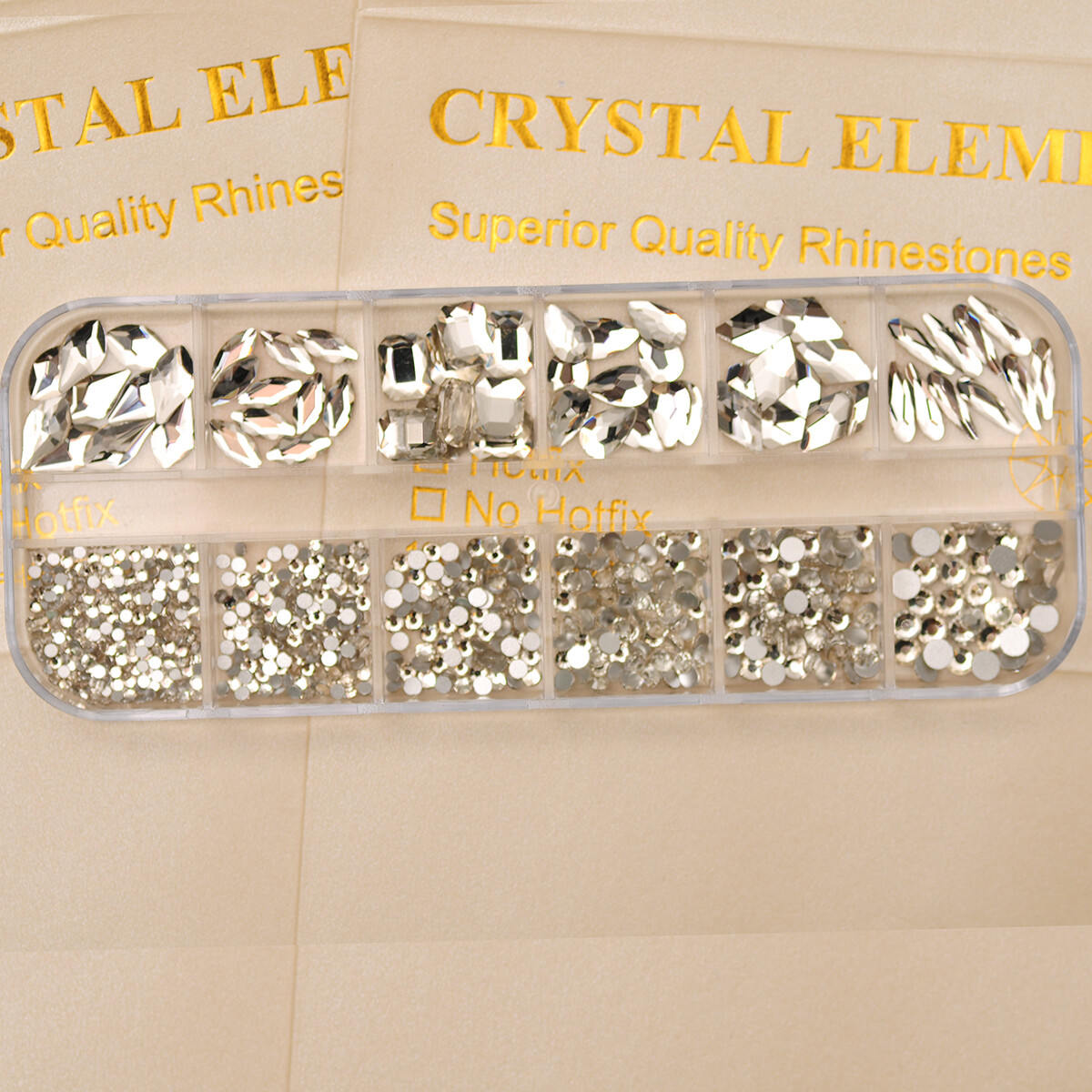 12Box/Set Mix SHAPE Crystal Rhinestone Diamond NON hotfix Nail Art Decoration