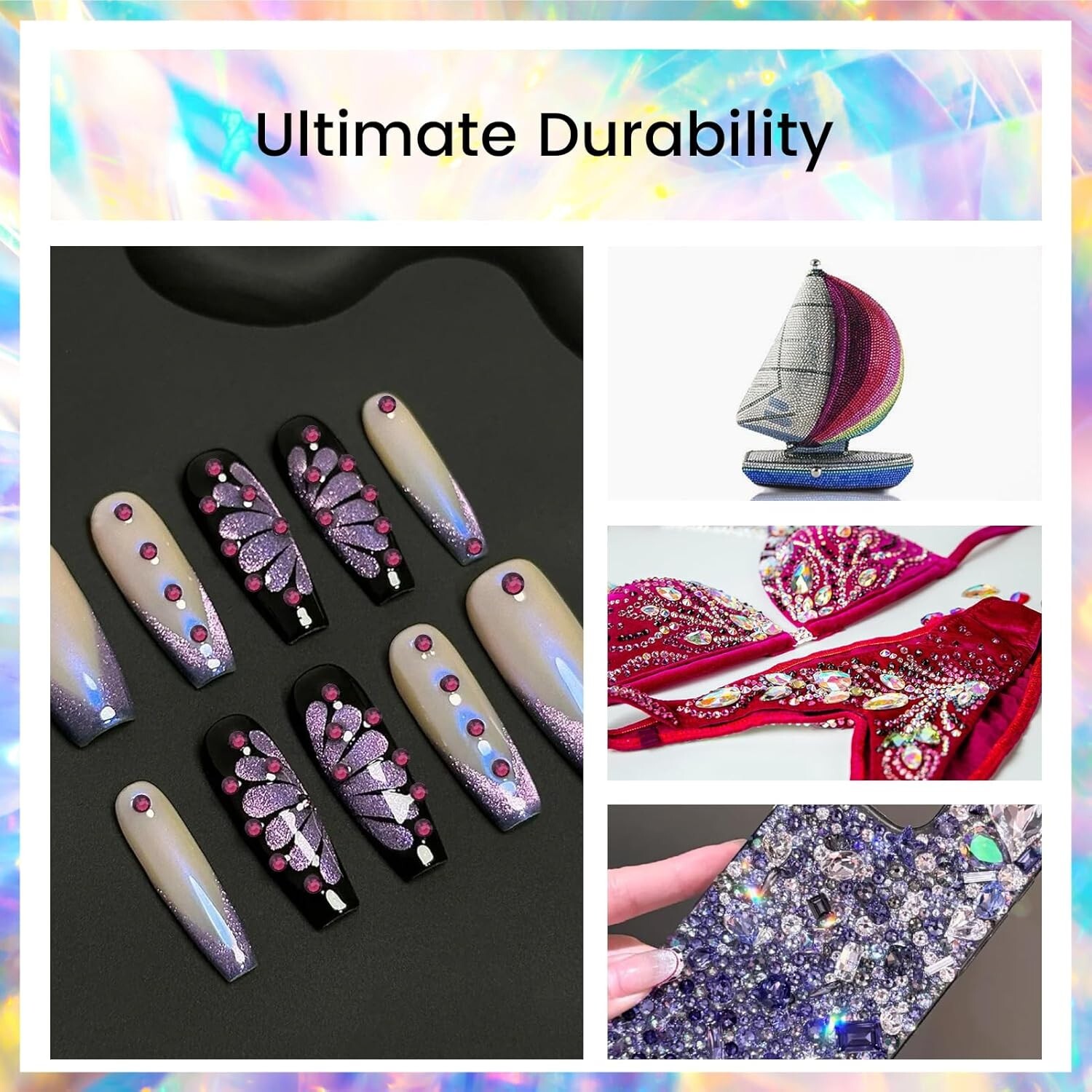 288 720 1440p Amethyst Nail Art Rhinestones Flatback Glitter 3D Tips Decoration