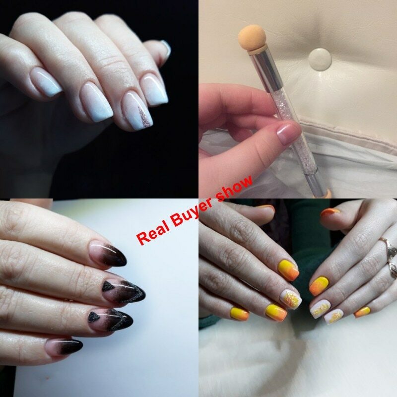 Nail Art Brush 4 Replaceable Sponge Double Head Durable Newest Style Ombre