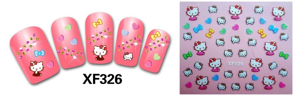 Hello Kitty 3D Glitter Nail Art Sticker Decal USA Seller Free Fast Shipping