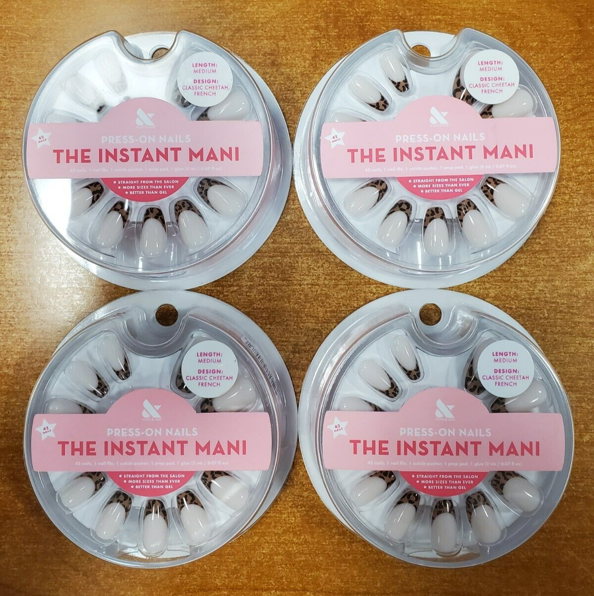 4 Pack: Olive & June The Instant Mani Nails Medium Cheetah French (9732) R8P1b