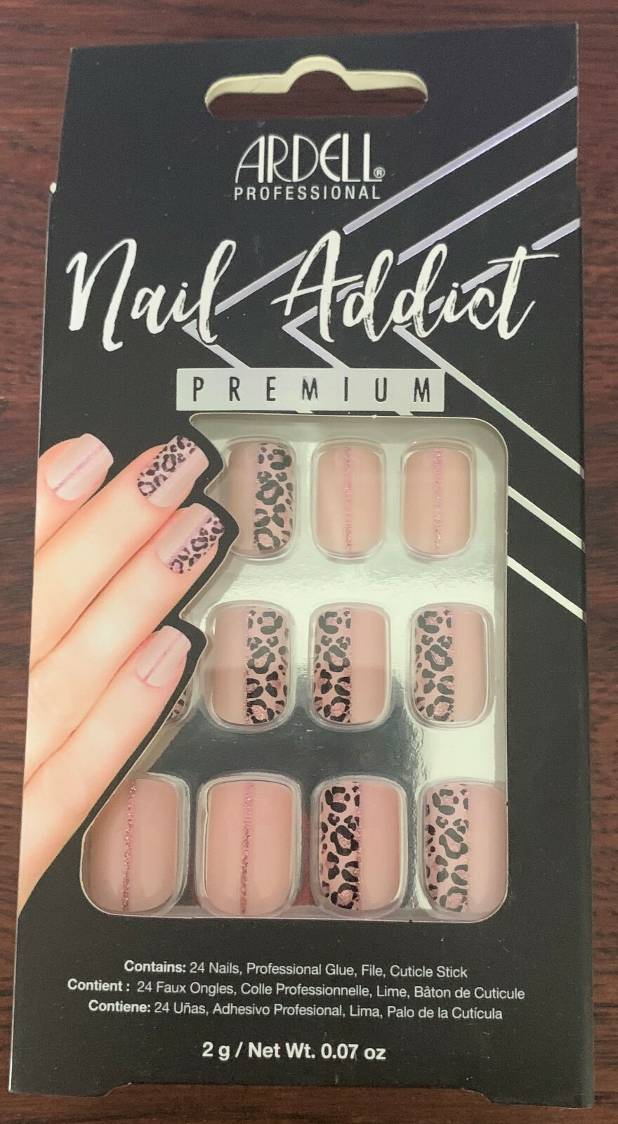 Ardell Nail Addict False Press on Nails – Cheetah Accent – 24pc