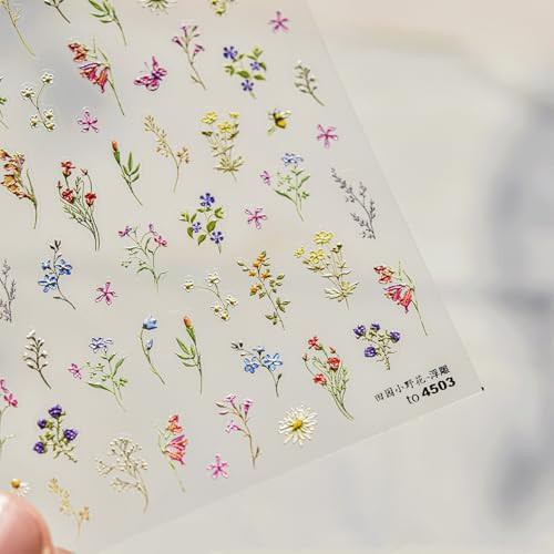 3D Embossed Flower Nail Art Stickers Decals Self-Adhesive 5D Spring Summer
