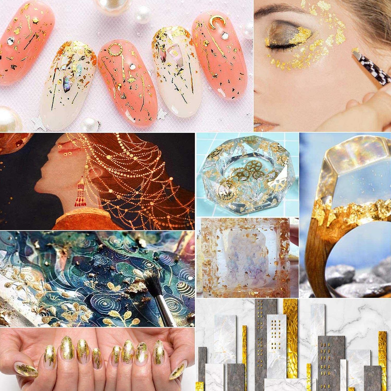 3PCS Gold Foil Flakes Set For Nail Art Painting Crafts Easy To Use