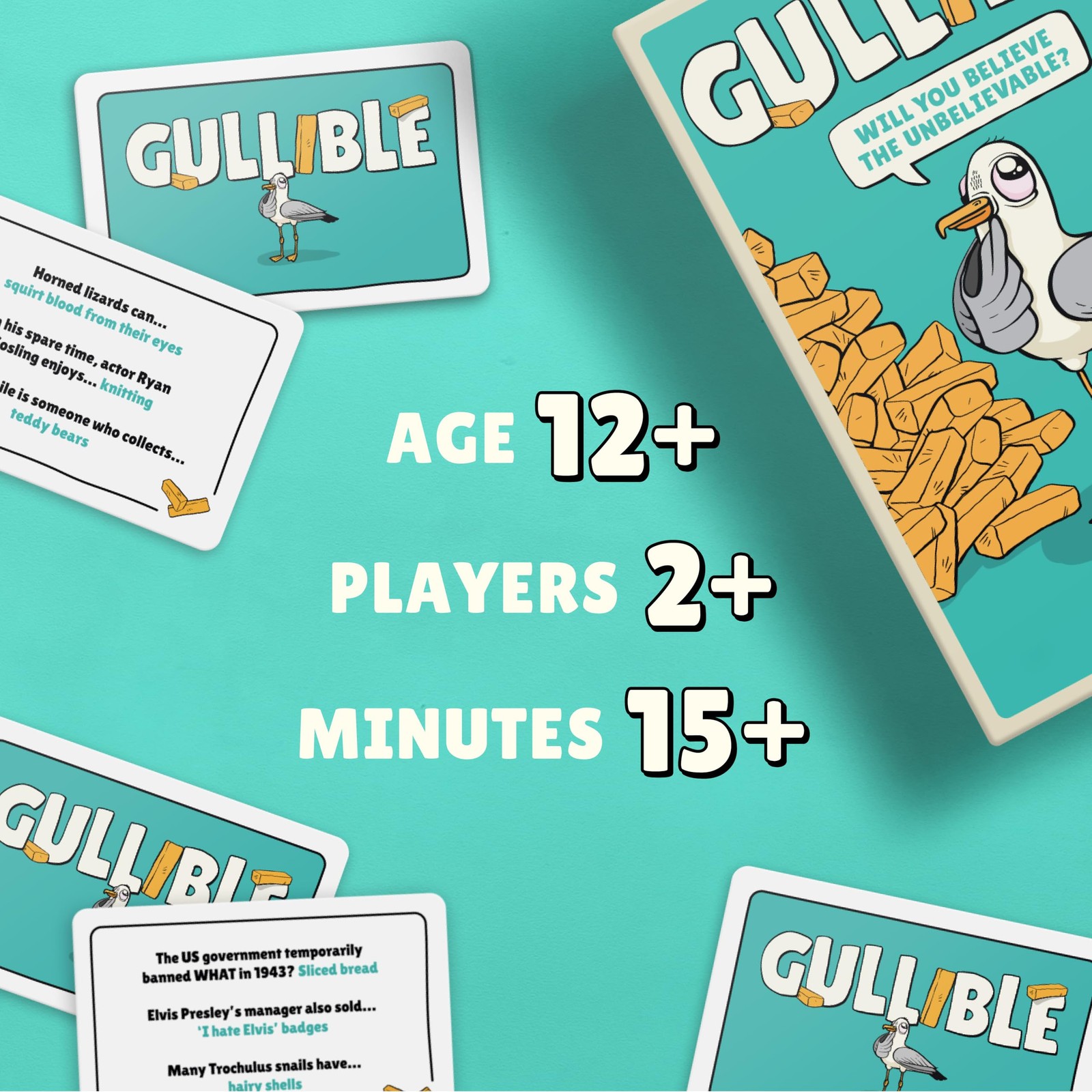 Gullible: The Hilarious Team Game of Creativity, Bluffing Medium, Multicolor
