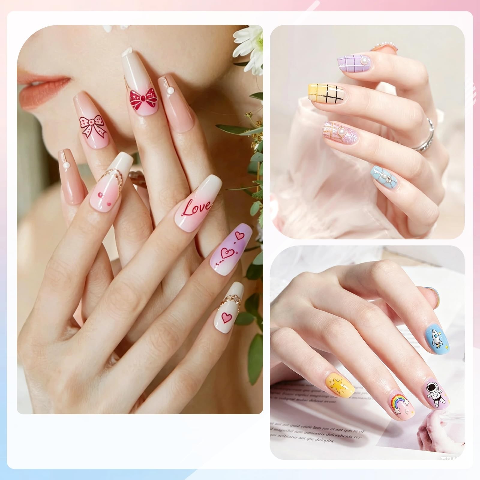 16Pcs Nail Stamping Kit with 8 Colors Polish Gel, Stamper, Scraper & Storage Bag