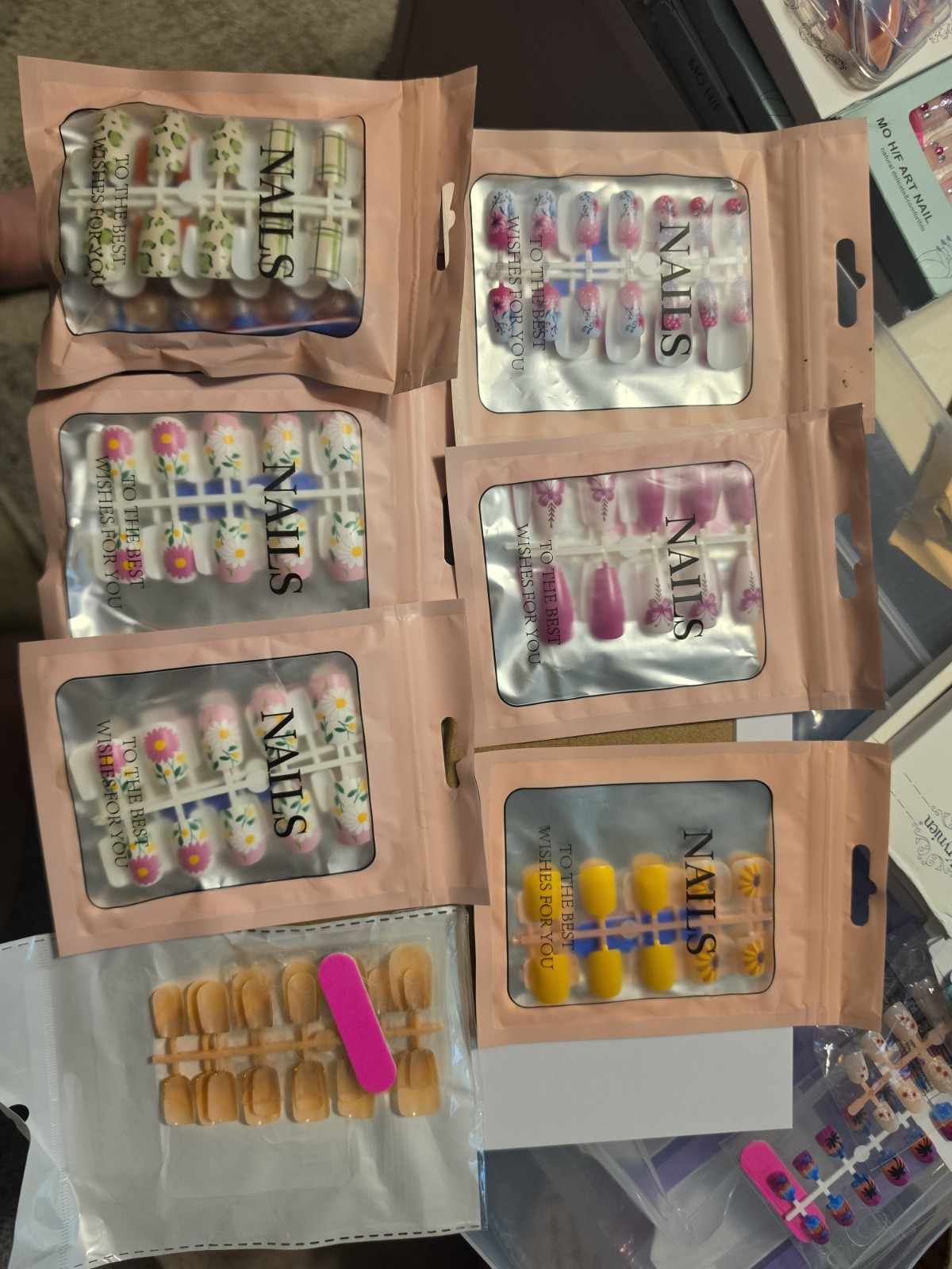 artificial nails bundle 1 with 7 sets some with multiple sets in package