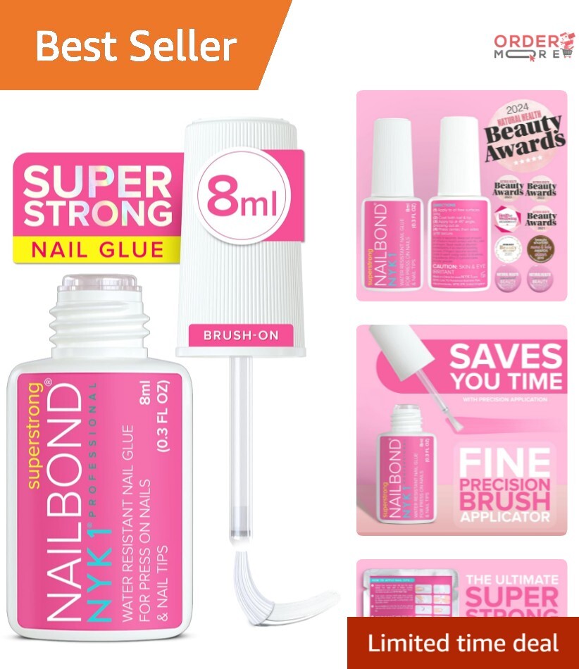 Long-Lasting Nail Glue with Brush Applicator – Perfect for Press On Nails 8ml