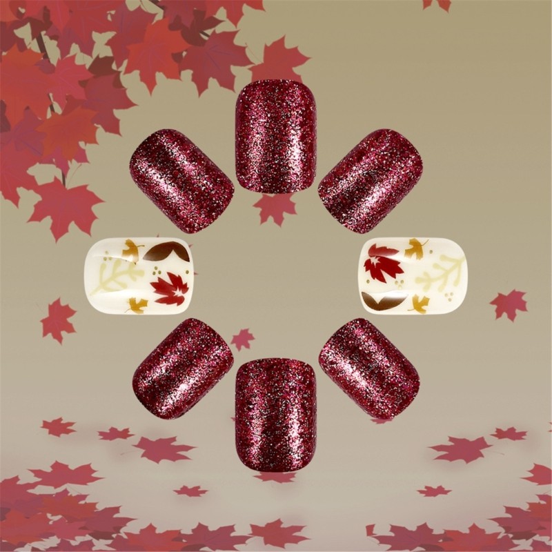 Thanksgiving Maple Leaf Designs Press On Nail Warm Autumn on Nail
