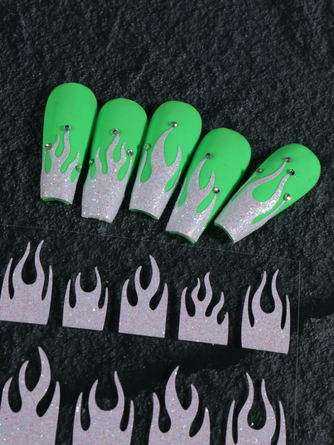 3D Sparkly Glitter Butterfly Bow Bunny Rabbit Flame Nail Art Decal Sticker NS49