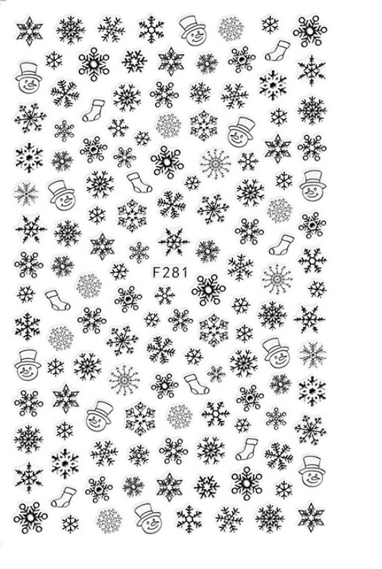Christmas Winter New Year Snowflake Snowman Stocking 3D Art Nail Sticker NH13
