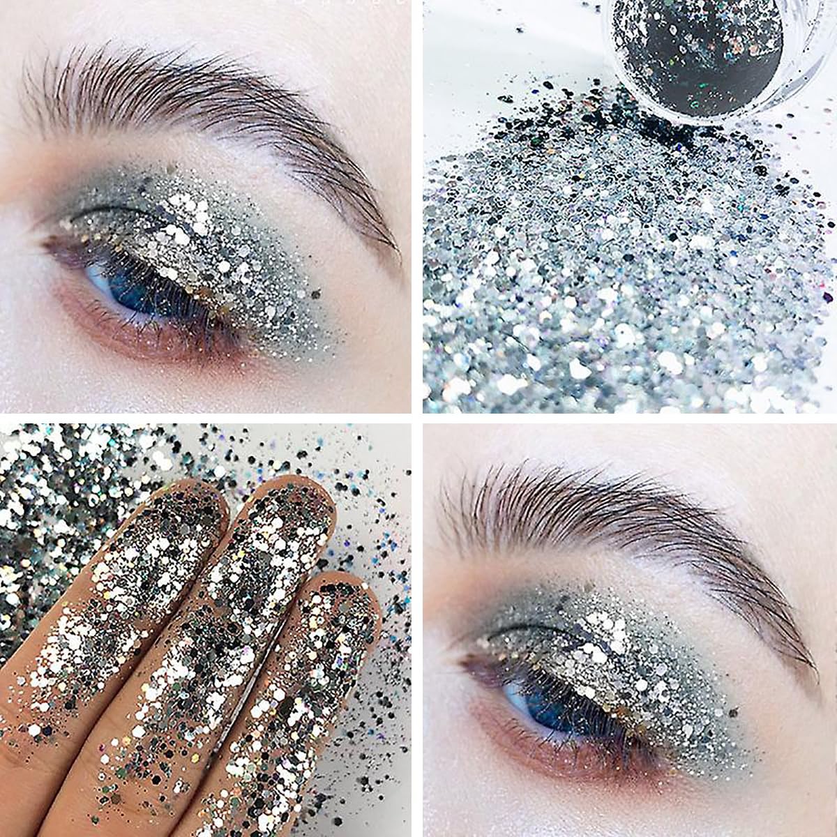 45 Colors Chunky Fine Mixed Glitter Set, Holographic for Crafts & Nail Art
