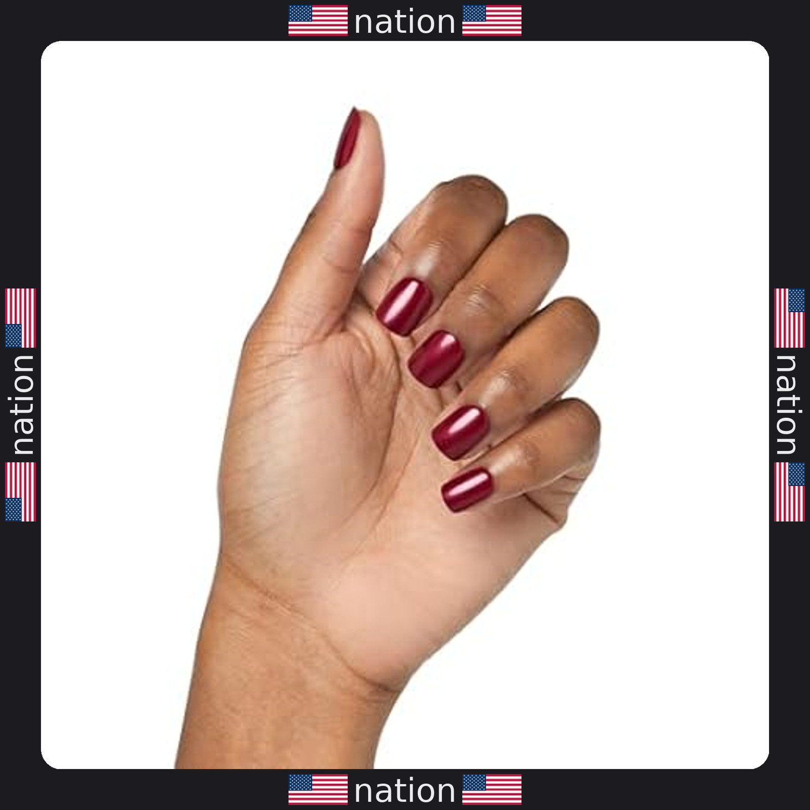KISS imPRESS Red Velvet No Glue Press-On Nails, Short Squoval, 30 Count Set