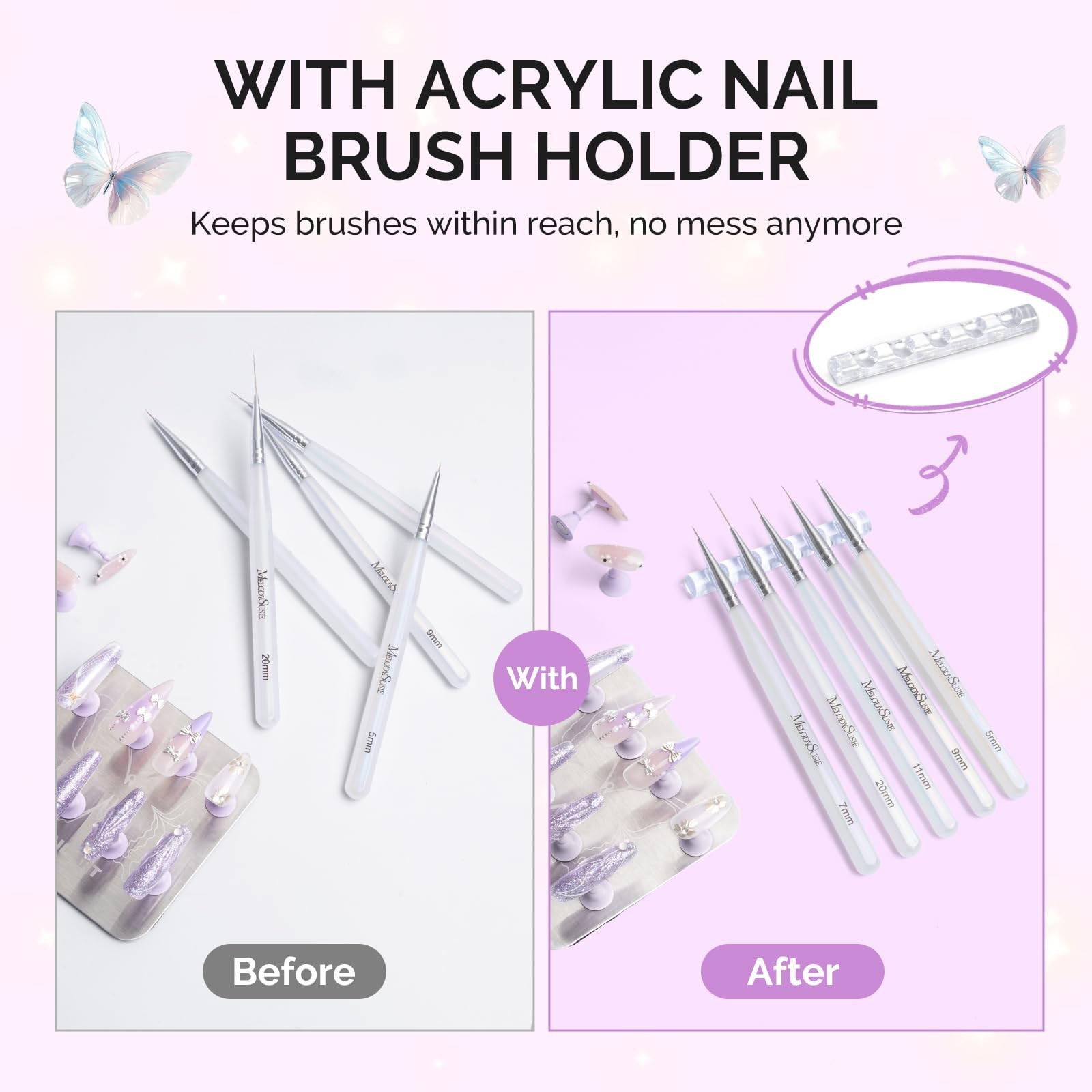 MelodySusie Nail Stand Silver Butterfly Base