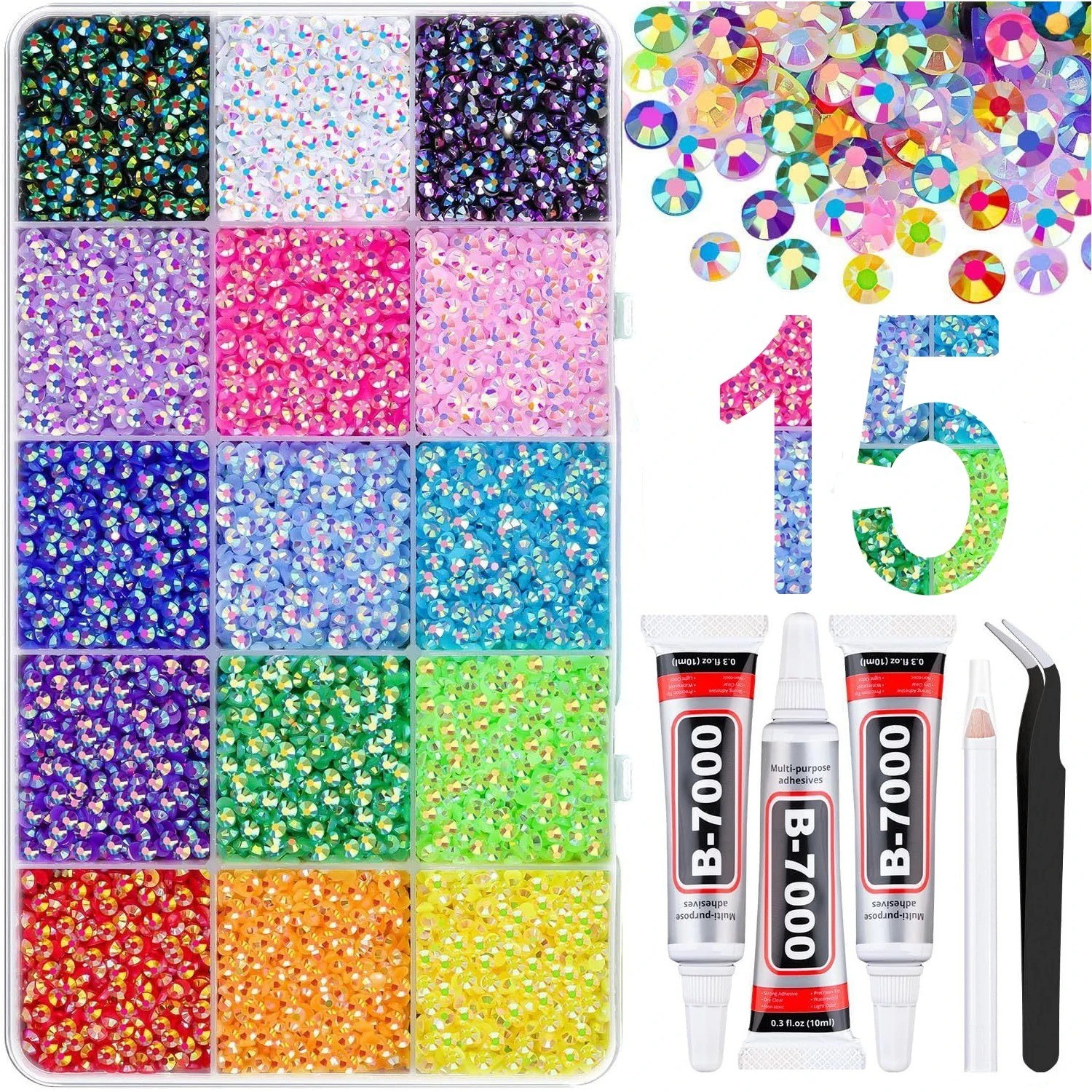 Resin Flatback Rhinestones Jelly Crystals Gems for Crafts Nails Diamond Art Kit