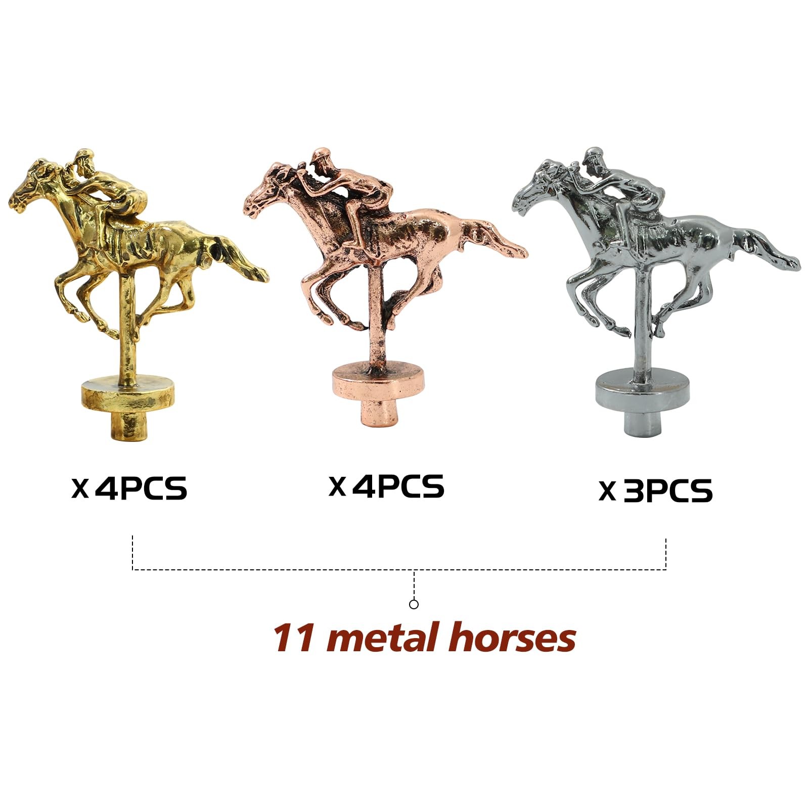 Grhonior 0.27IN-11 Metal Horses Gold 4+Rose 4+Silver 3, 11 Large