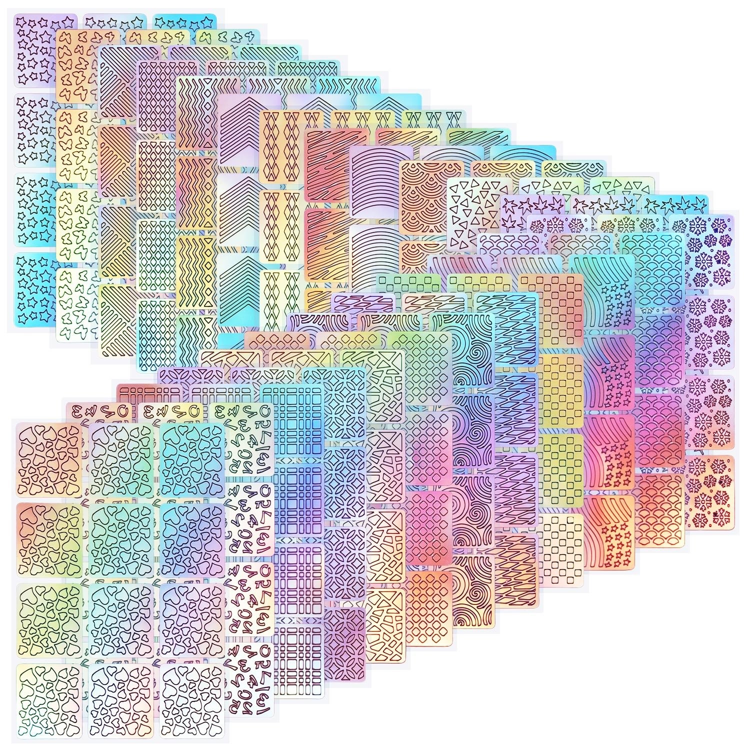 288 Pieces Nail Vinyl Stencils 24 Count (Pack of 1), Multicolor