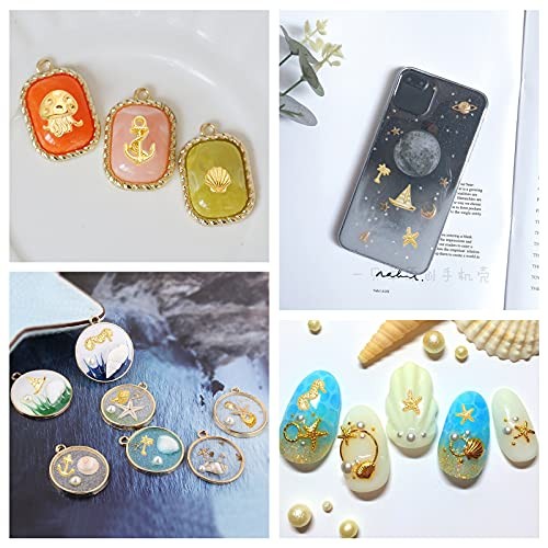 176pcs 11 Style Ocean Resin Filler Gold Sea Theme Resin Charms Shell Star