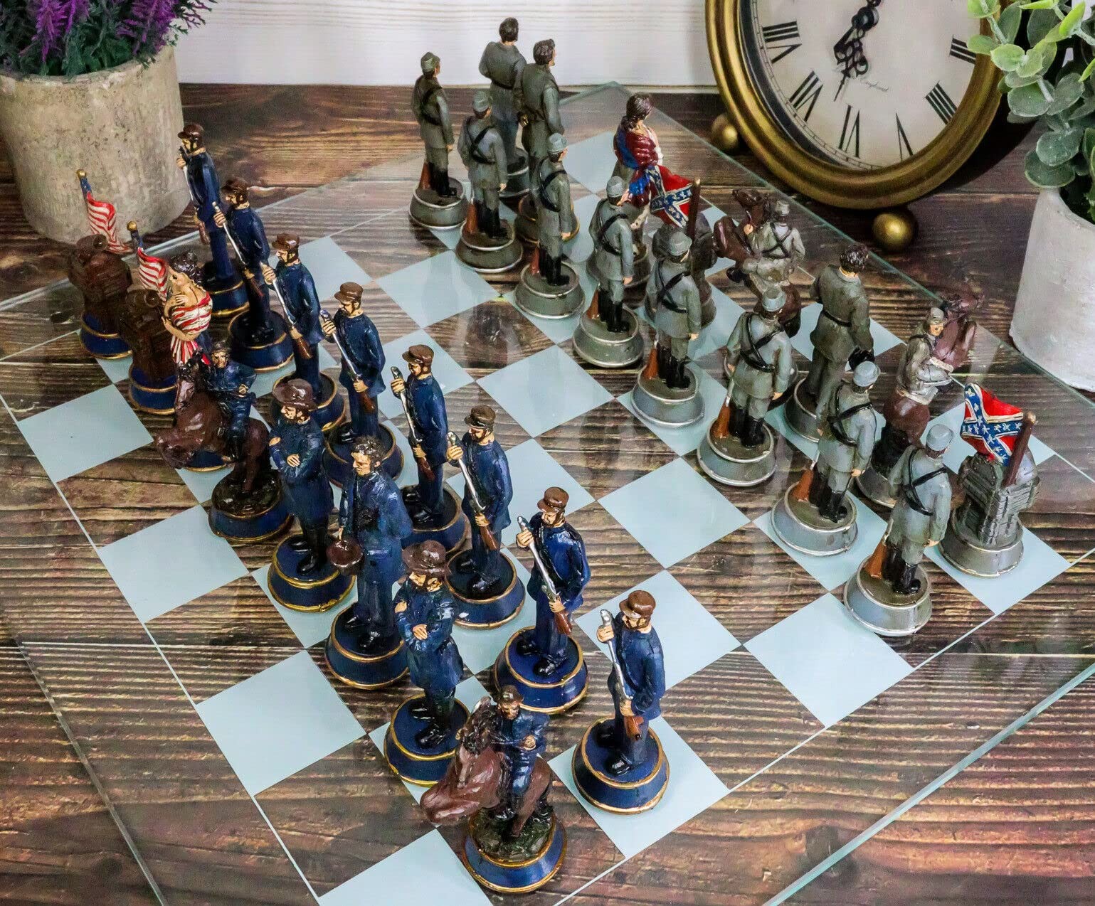 15.25 inches by inches, Clear and Frosted With Possibly Multi-colored Chess…