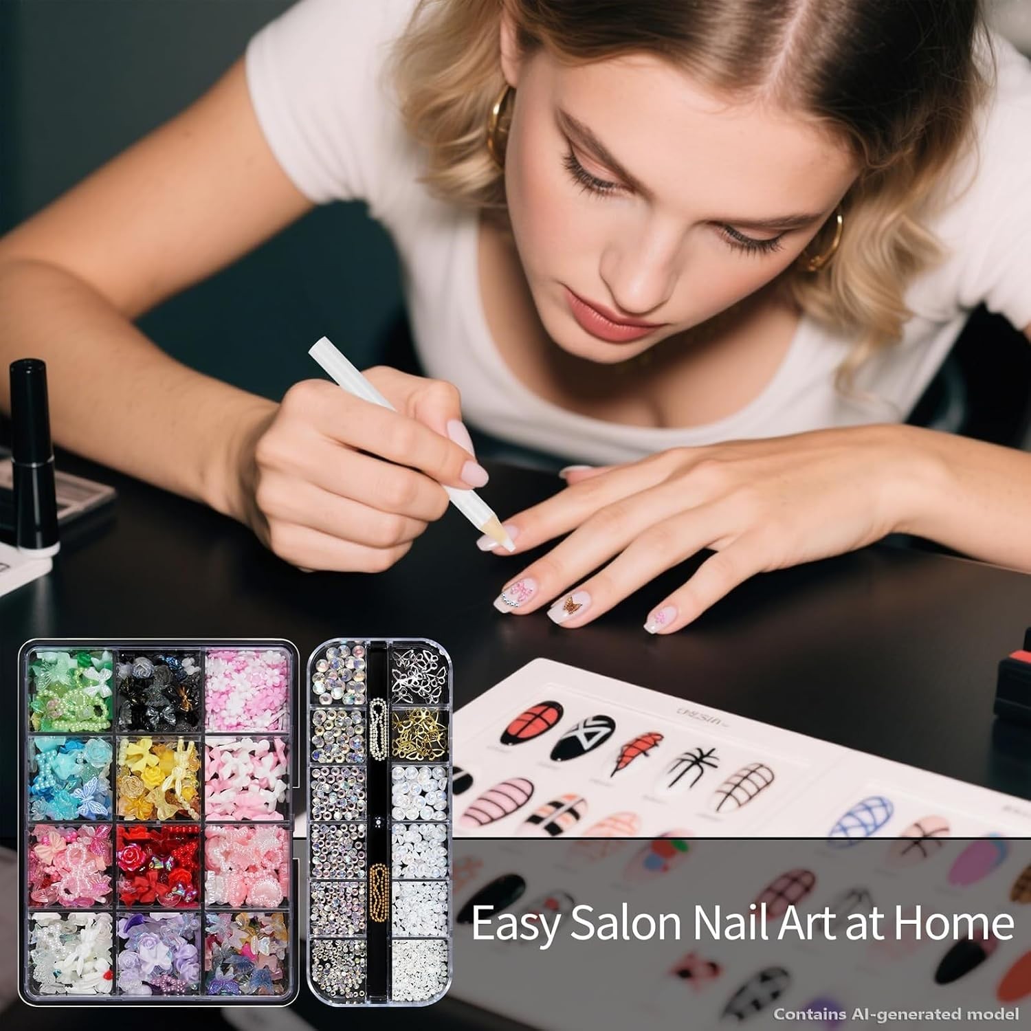 Elegant Nail Art Studs Kit – 2 Boxes of 3D Charms for Gorgeous Nail Designs