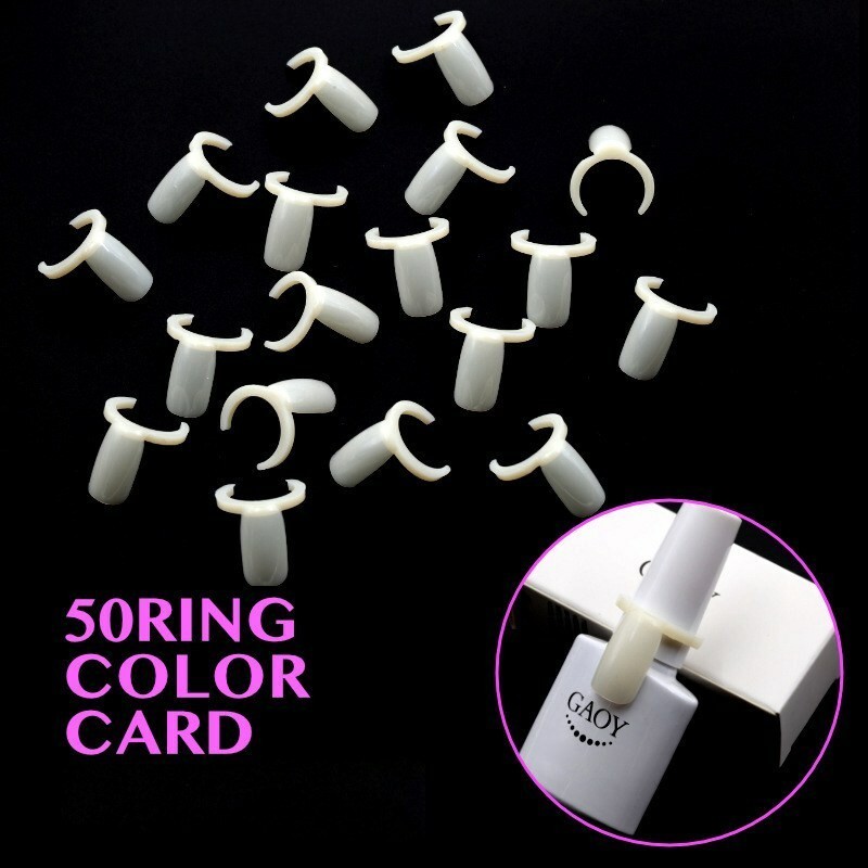Art Ring Aample Card 50 X Nail Practice Polish UV Gel Colour Display Style Tips