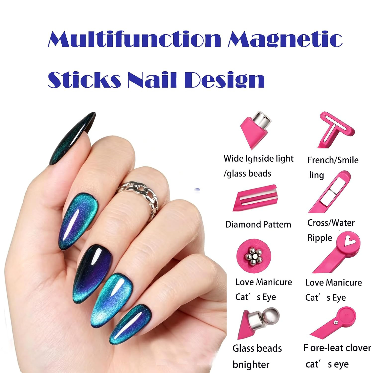 Cat Eye Gel Nail Polish Magnet Decoration Kits Cateye Magnet for Magnetic Nails