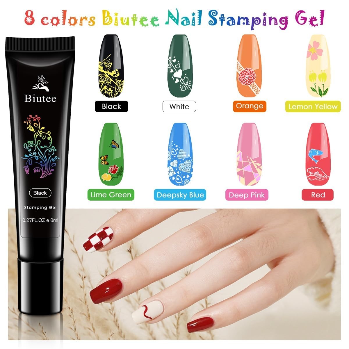 15PCS Nail Art Stamping Plate 8 Nail Stamping Gel Polish Nail Stamping Kit Nail