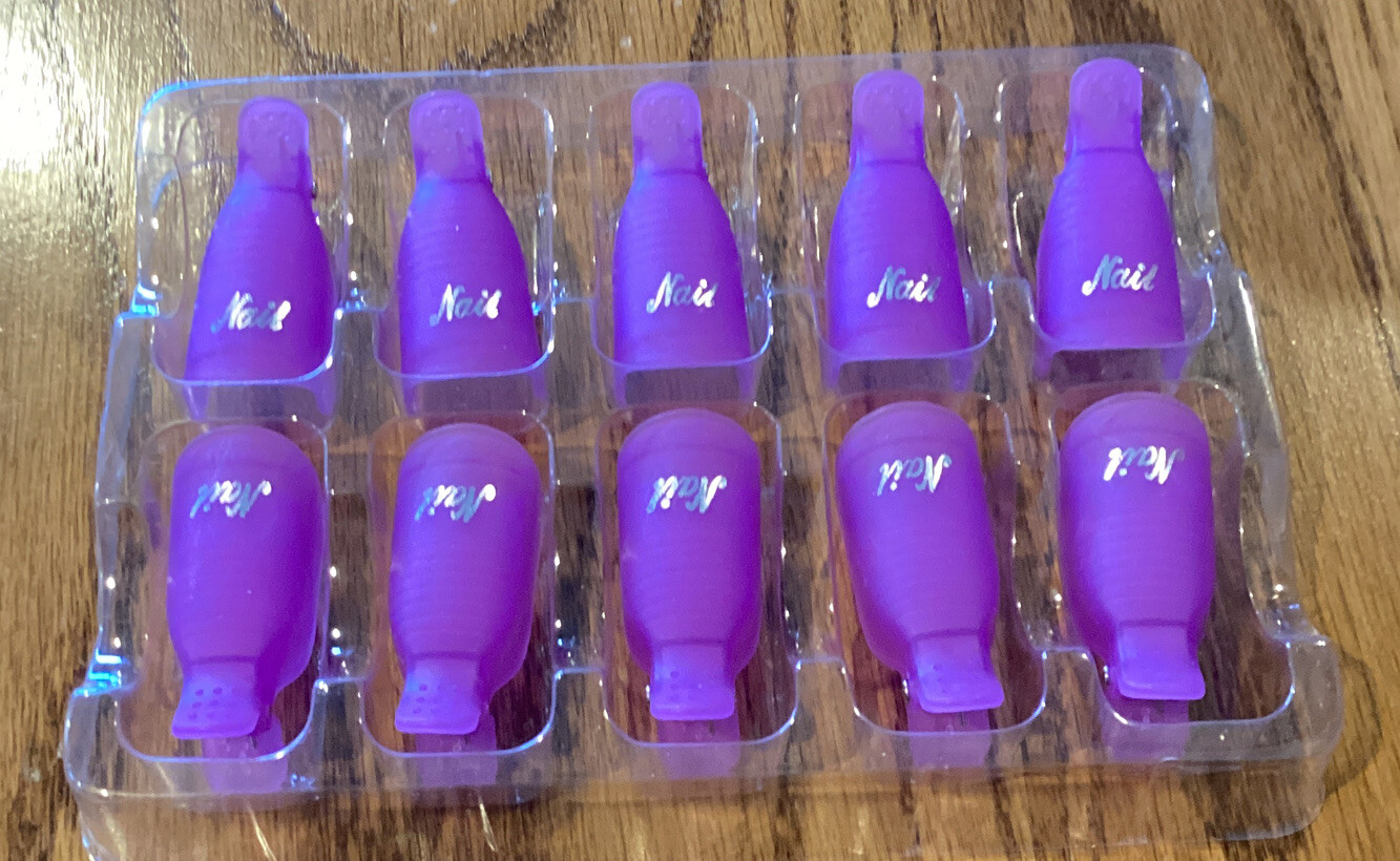 10x Plastic Acrylic Nail Art Soak Off Cap Clip UV Gel Polish Remover Wrap Tool