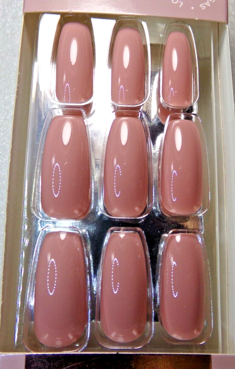 Nailbliss Salon Gels NAILS GLUE ON Shiny Mauve Pink LONG