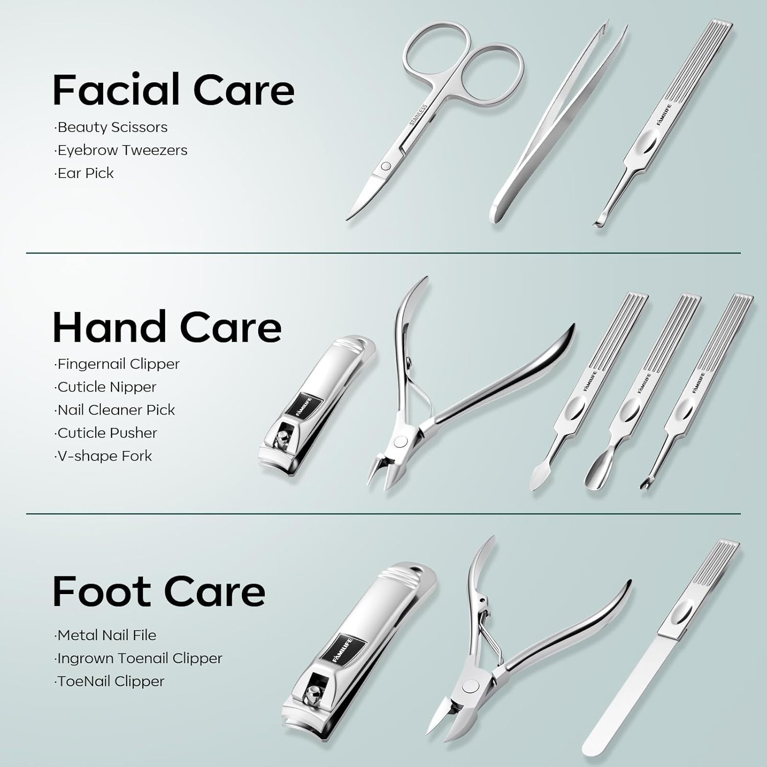 Men’s 11 Piece Nail Kit, Professional Stainless Steel Tools with Travel Case