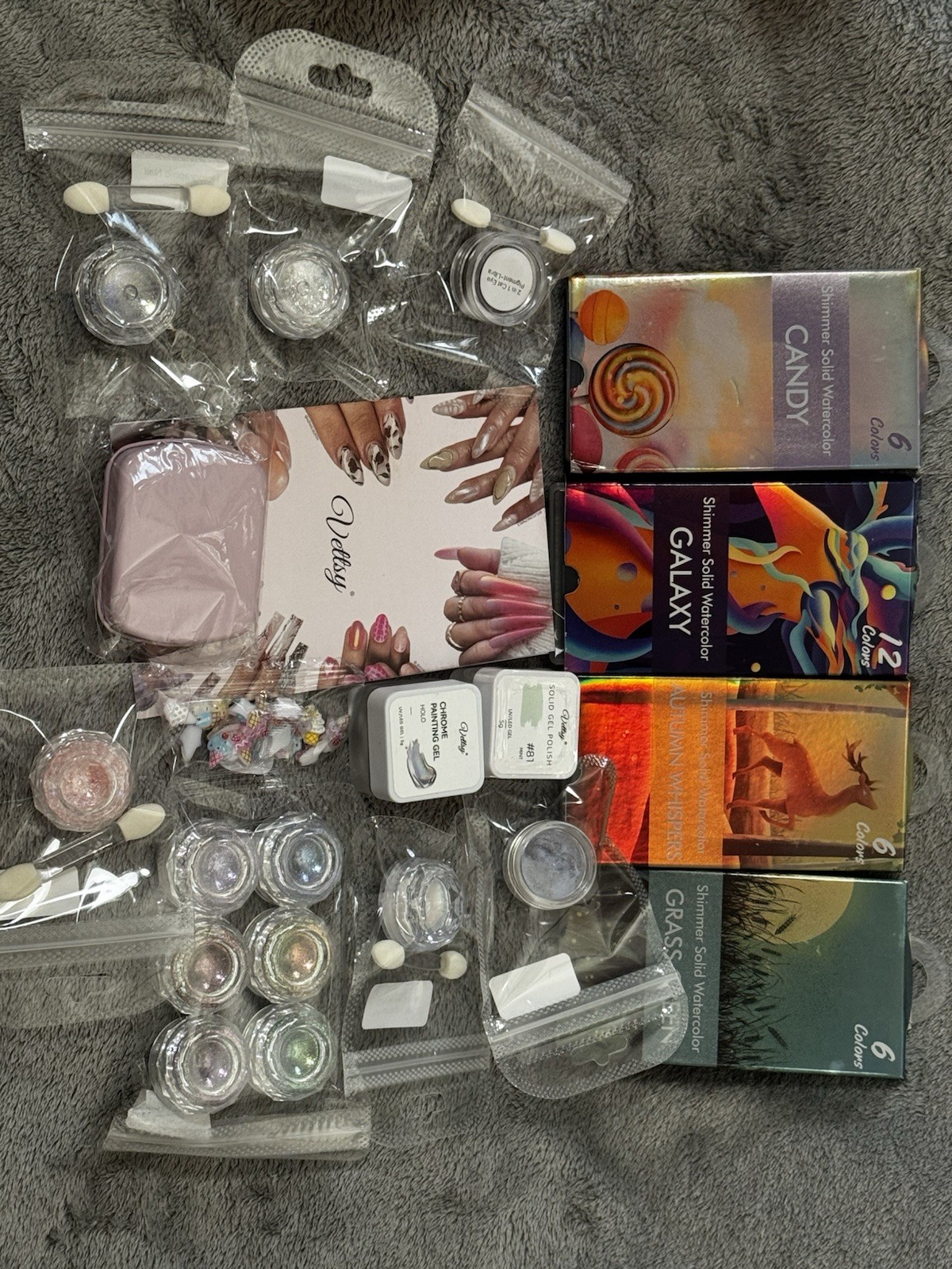 New Vettsy Nail Art Subscription Box Shimmer Solid Watercolors Opal Flakes More