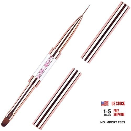 1Pcs Dual-ended Nail Design Brushes Rhinestone Handle Nail Art Liner Brush UV