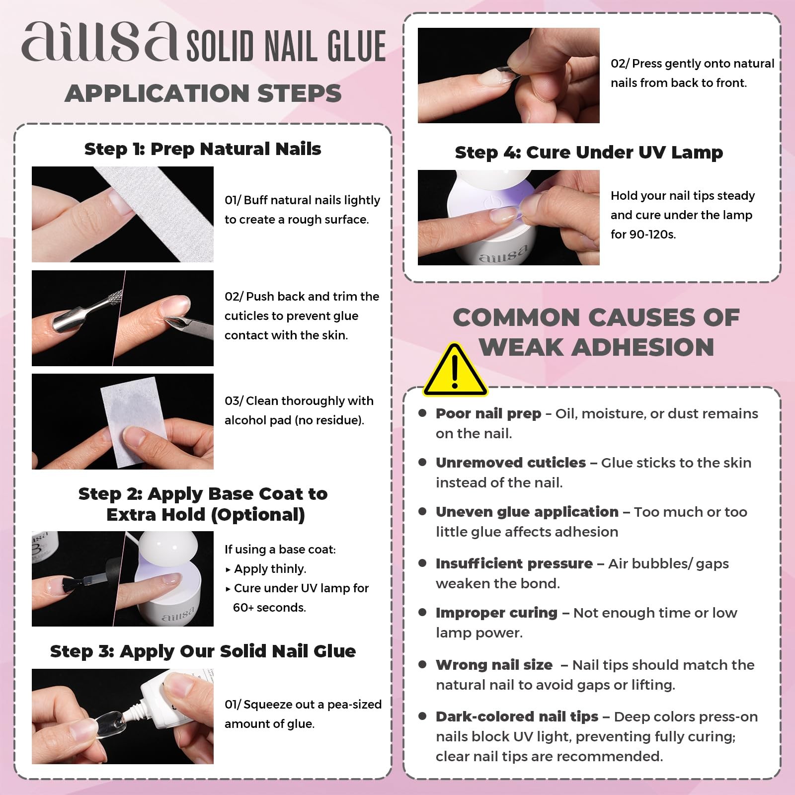 AILLSA Solid Gel Nail Glue for Nail Tips Strong Nail Glue for Press Ons