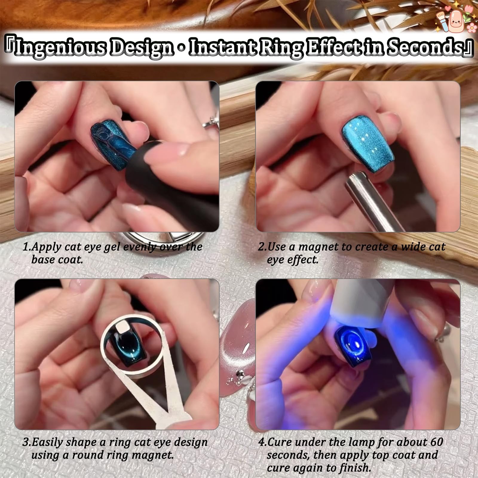 Ring-Shaped Cat Eye Magnet for Nails, Y & Rings Magne, Home Salon DIY Manicure