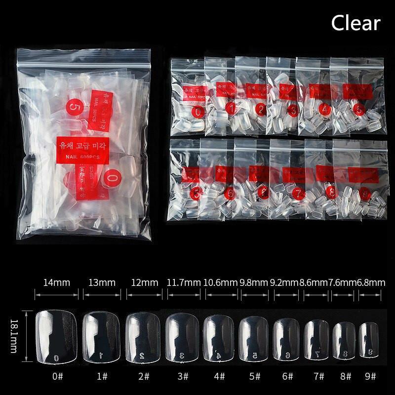 500Pcs Medium Artificial False Nail Tips For Nail Art Decoration Manicure Clear