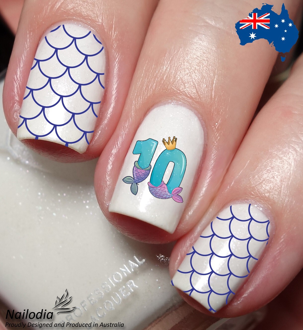 Birthday Mermaid Numbers Nail Art Decal Sticker Water Transfer Slider