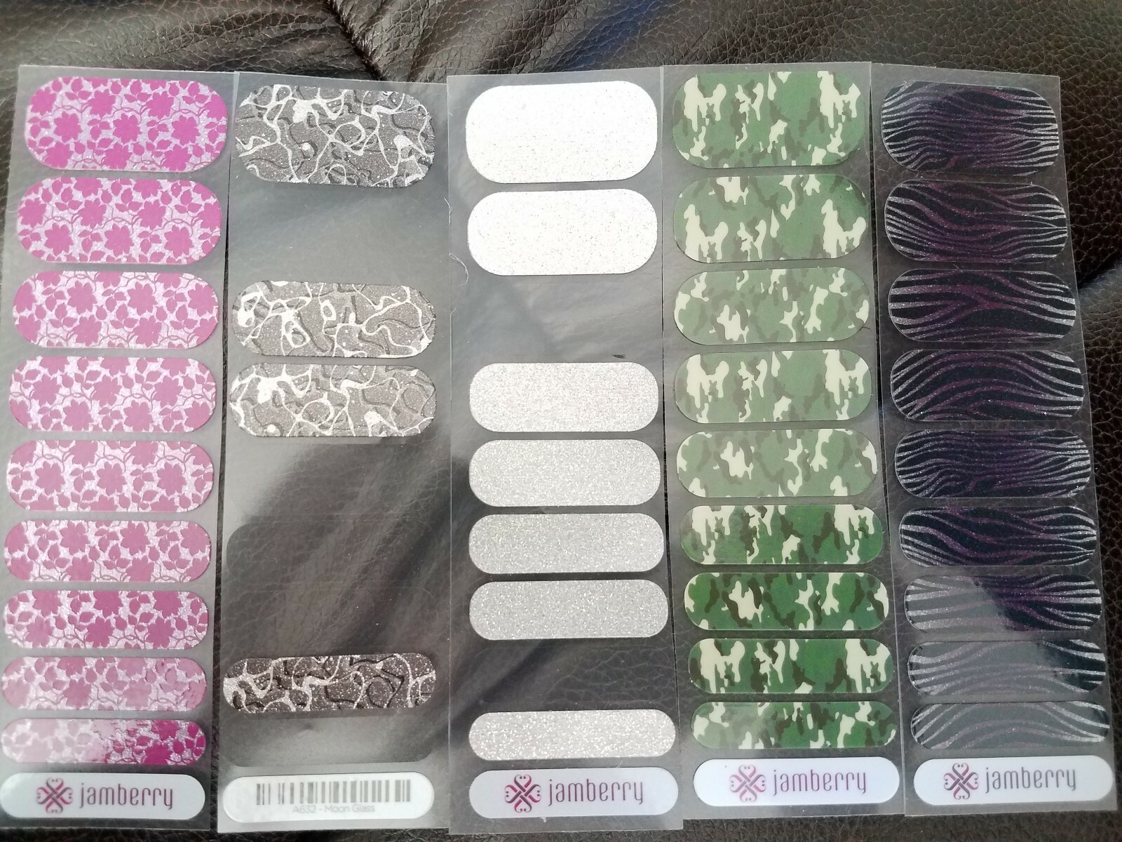 Jamberry Nail Wraps Half Sheets Lot Of 9 Sparkle Lace Camo Zebra Floral Hearts
