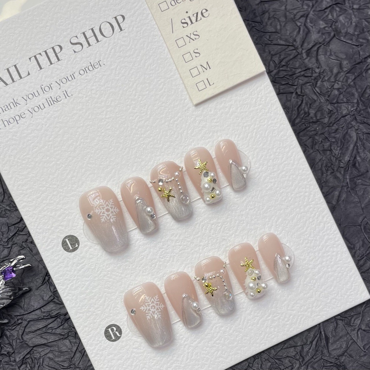 Press on nails medium “Christmas Porcelain White Limited Edition”