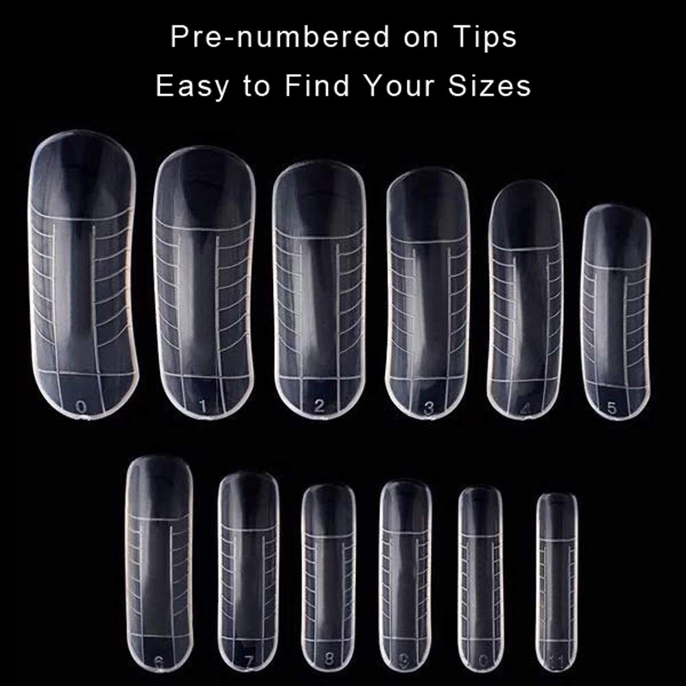 240PCS Dual Forms Nail Mold for Poly gel UV Gel 1 Count (Pack of 240), Clear