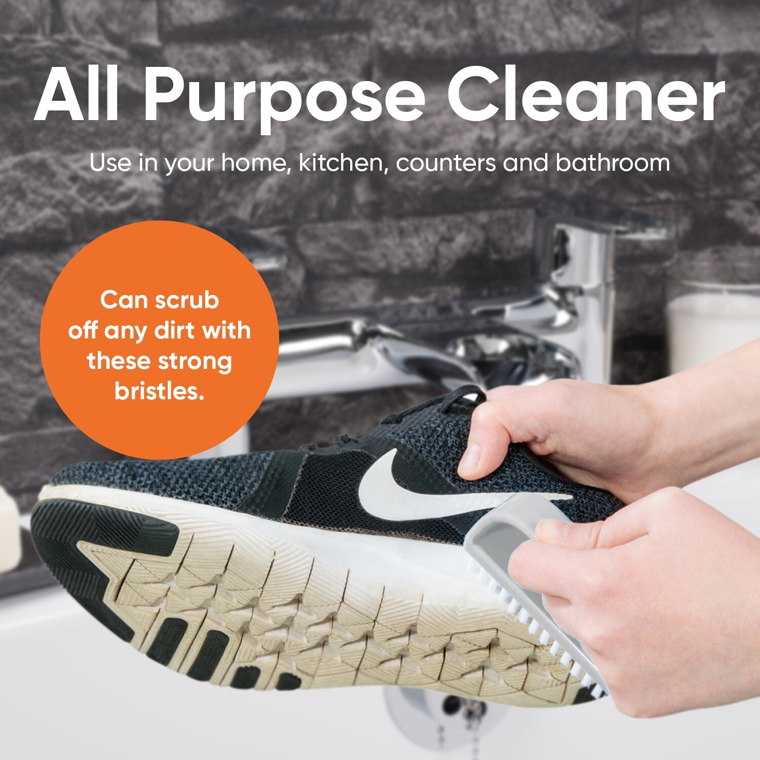 Superio Stiff Nail Brush Cleaner with Handle 3 Pack, Durable Scrub Brush,